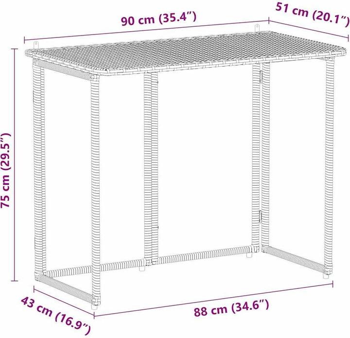 Produktbild vidaXL Gartentisch (90 x 51 x 75 cm)