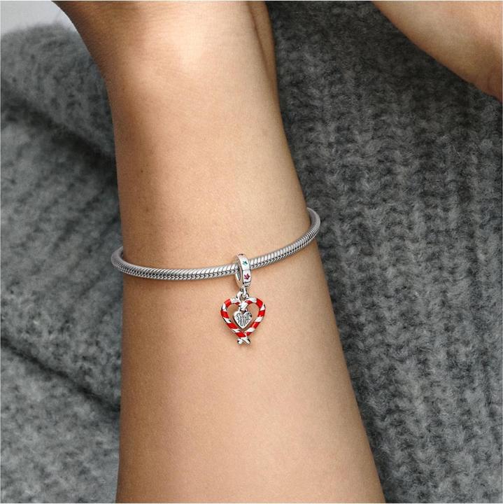 Immagine prodotto Pandora Doppio cuore di bastoncini di zucchero a Natale (Smalto, Argento 925)