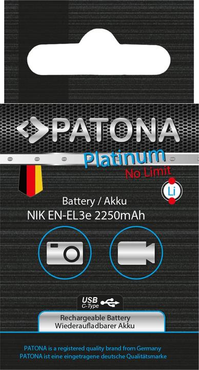 Image du produit Patona Platinum Accumulateur Nikon EN-EL3E USB-C (Batterie de l'appareil photo)