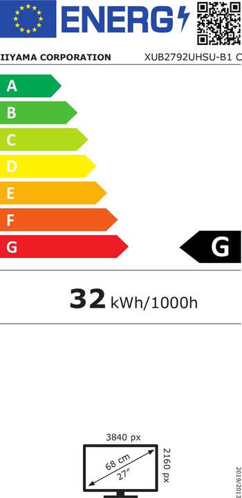 Energy Label iiyama XUB2792UHSU-B1 (3840 x 2160 Pixels, 27")