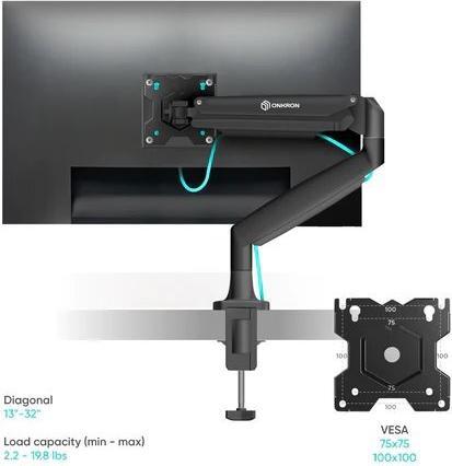 Produktbild Onkron Gas Spring Desk Mount for 13 to 32" LED LCD Monitors, max 9 kg, black (Tisch, 32", 9 kg)
