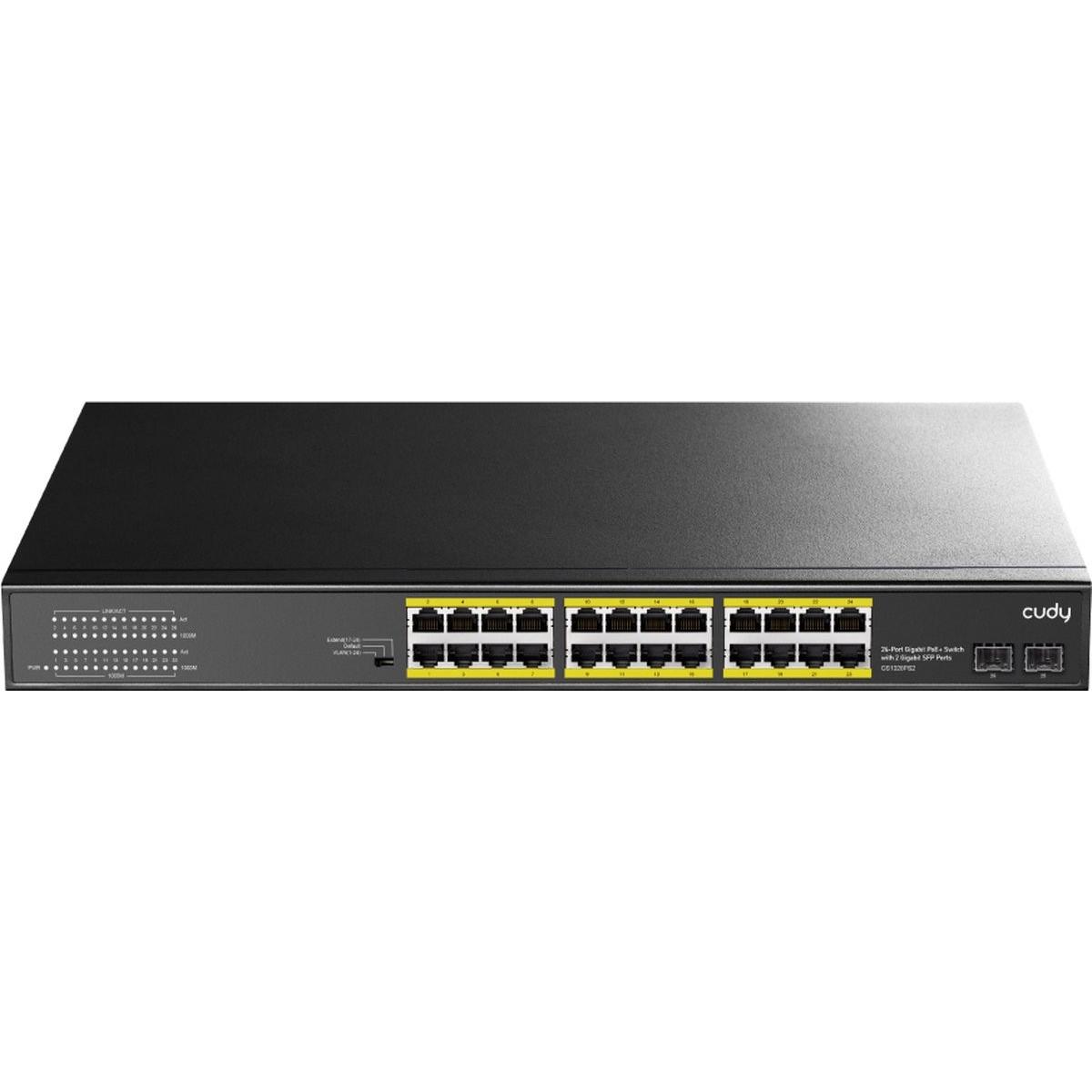 Cudy Switch GS1028PS2 24 xGE PoE + 300 W 2 xSFP (26 porte), Switch di rete, Nero