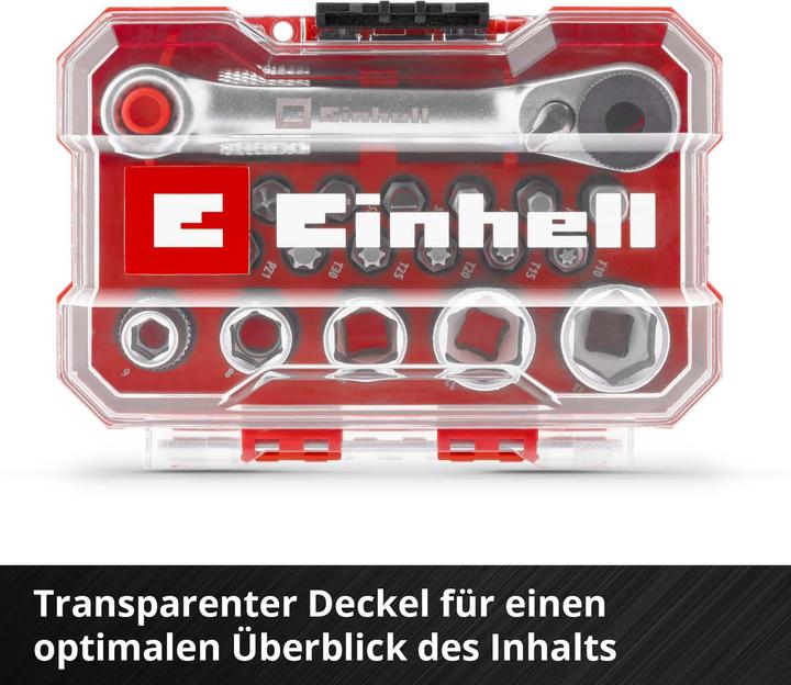 Image du produit Einhell Jeu de douilles à embout 1/4" (6,3 mm) 21 pièces 118683 (6 mm, 12 mm, 10 mm, 8 mm, 13 mm)