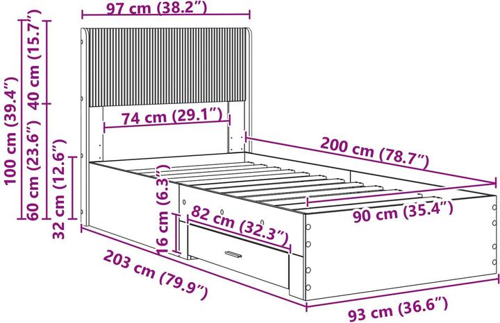 Image du produit vidaXL Bettrahmen (90 x 200 cm)