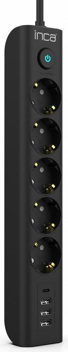Actual product image Inca Socket strip IPW-44TU 5 sockets, 3 USB-A+1 type-C, 1.5m (5x, USB-A, USB-C, 1.50 m)