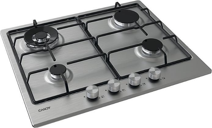Productafbeelding Candy CHW6BR4WPX Roestvrij Staal Inbouw 60 cm Gas 4 Kookplaat(en) (59.50 cm, Gaskookplaat)