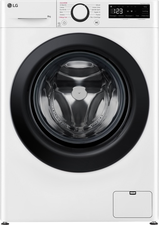 LG F2R3S08NSWB Waschmaschine 8kg AI DD, Klasse A-10%, 1200 U/min, Dampf, AI Wash (8 kg, Links)