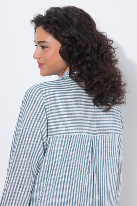 Produktbild Ulla Popken Bluse, Leinenmix, Patchmuster, Hemdkragen, Langarm (58)