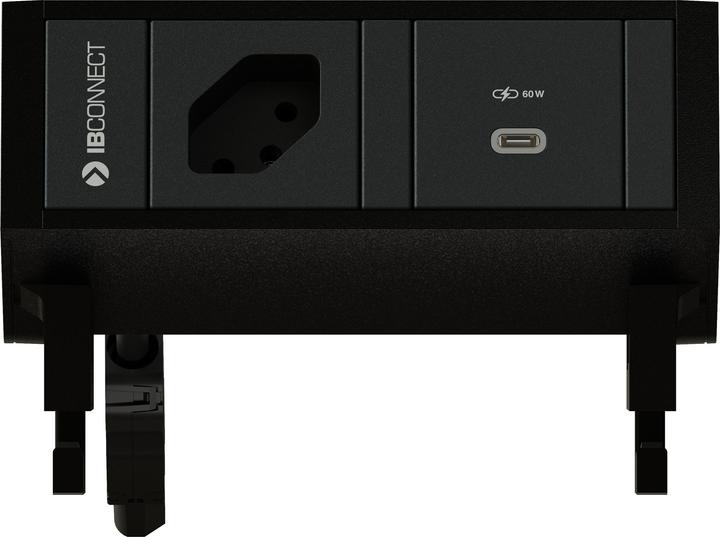 Produktbild IB Connect SUPRA Steckdoseneinheit schwarz 1x Typ 13 1x USB-C 60W (1x, USB-C)
