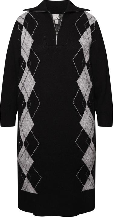 Produktbild Ulla Popken Strickkleid, Argyle-Muster, Troyerkragen, Langarm (50, 52)