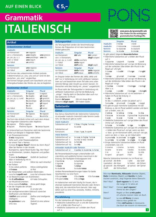 Immagine prodotto PONS Grammatik auf einen Blick Italienisch (Tedesco, Susanne Godon, 2014)