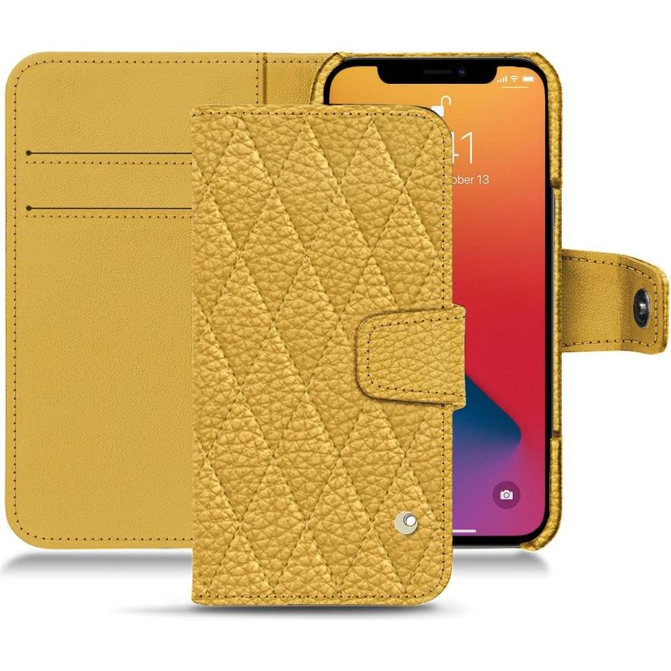 Noreve Lederschutzhülle Wallet (Apple iPhone 13 Pro Max), Smartphone Hülle, Orange