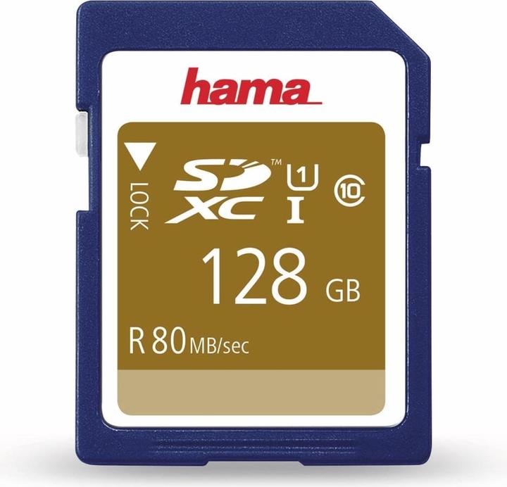 Productafbeelding Hama SDXC 128 GB klasse 10 UHS-I (128 GB, SDXC, U1, UHS-I)