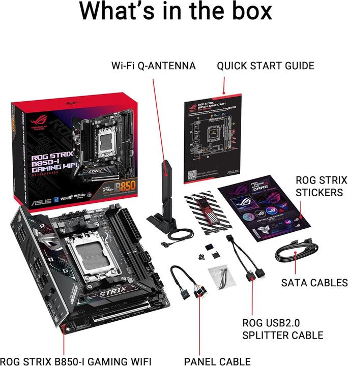 Produktbild ASUS ROG STRIX B850-I GAMING WIFI (AM5, AMD B850, Mini-ITX)