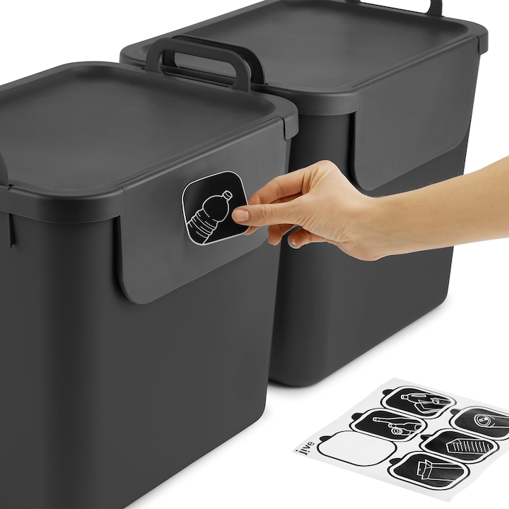 Immagine prodotto Rotho Set di 3 sistemi di riciclaggio dei rifiuti da 30 L JIVE (90 l)