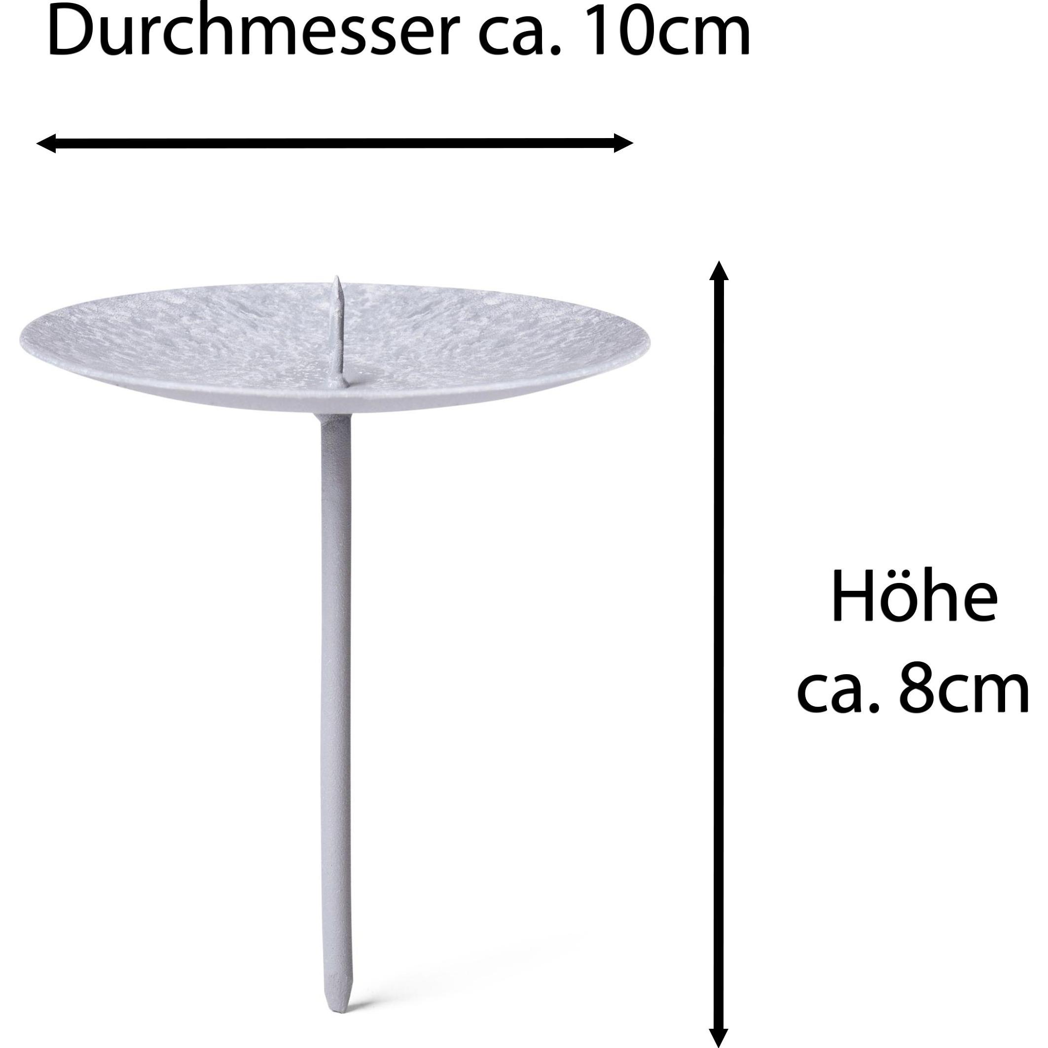 Novaliv, Kerzenständer, 4x Kerzenpick mit Dorn 10 cm GRAU Kerzenhalter für Adventskranz Kerzenpin (10 x 10 x 10 cm)
