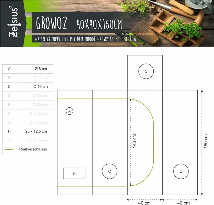 Actual product image Zelsius Indoor Growzelt MyHomeGrow (40x40x160 cm)