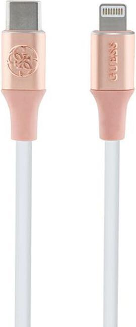 Produktbild Guess GUCLLALRGDP kabel USB-C - Lightning 1.5m Fast Charging różowy/pink Ebossed Logo (1.50 m, USB 3.2 Gen 1)