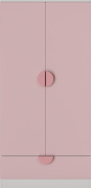 Actual product image En.Casa Kinderkleiderschrank Sandnes mit Schublade 123x60x40 cm Rosa (60 cm)