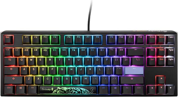 Actual product image Ducky One 3 Classic Black/White TKL Gaming Keyboard, RGB LED - MX-Black (US) (US, Cable)