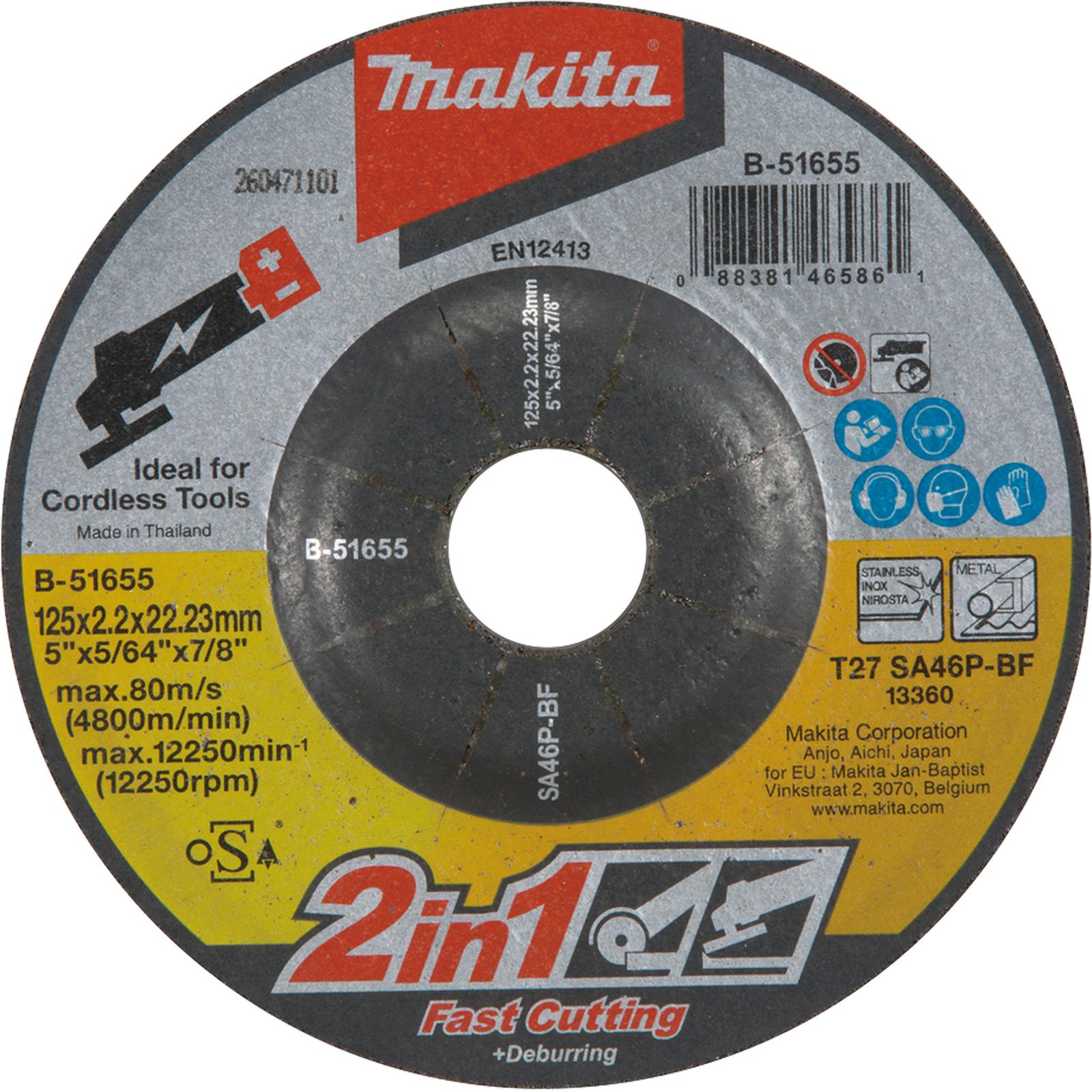 Makita, Schleifmittel, Ø 125mm Schruppscheibe 2in1 für Fast Cutting (SA46P)