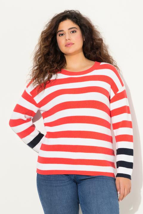 Actual product image Ulla Popken Mixed Stripe Long Sleeve Sweater (56)