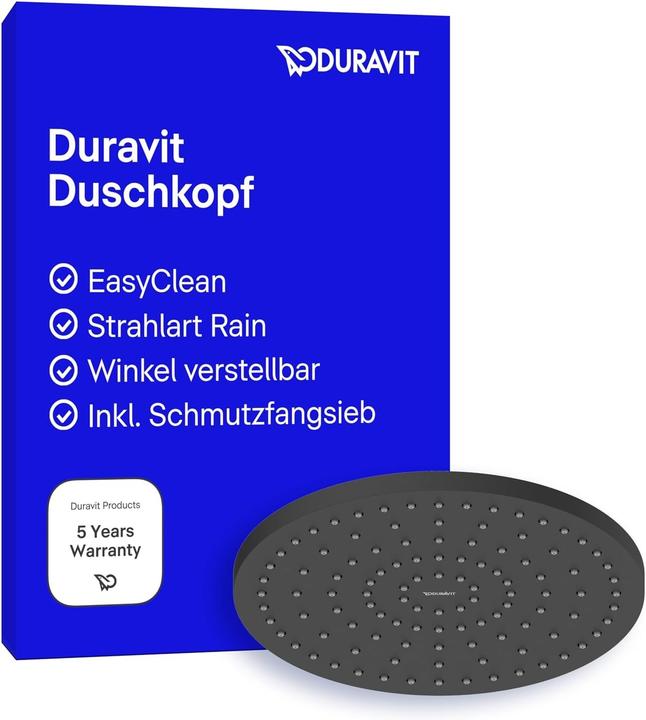 Actual product image Duravit Overhead shower 1 jet, 250 black matt (1 Beam type, 21 l/min)