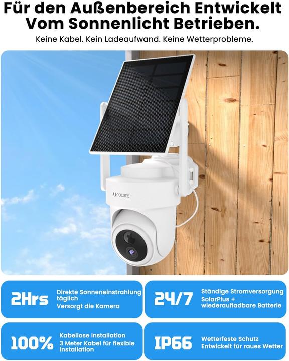 Produktbild Ucocare 2er-Set Überwachungskamera mit Solar (3840 x 2160 Pixels)
