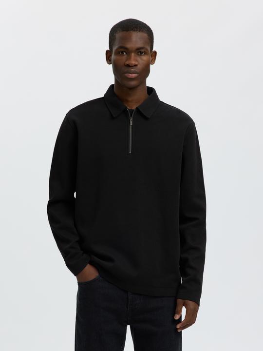 Produktbild Selected Geripptes Half-Zip Langarm-Poloshirt (S)