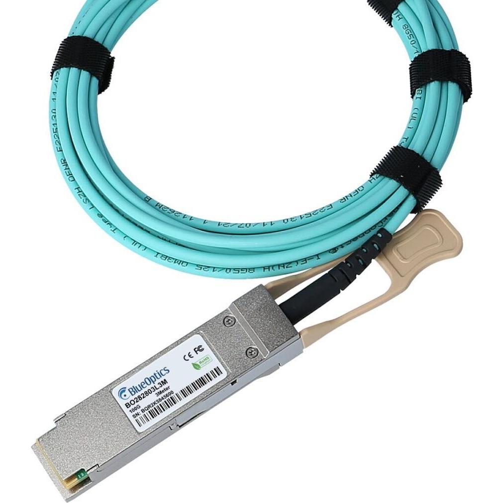 Thumbnail - BlueOptics NVIDIA 980-9I13D-00E001 kompatibles AOC QSFP28 BO282803L1M, Transceiver, Blau