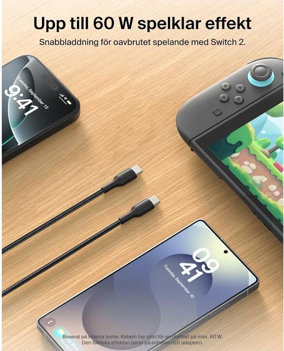 Produktbild Belkin USB-C/USB-C Gaming Kabel 2m gefl. Switch 2 ENA008hq2MBK (2 m, USB 2.0)
