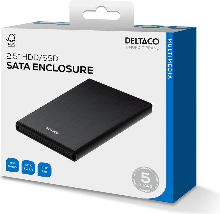 Actual product image Deltaco MAP-GD28U3 - HDD Enclosure - 2.5 Inch - Serial ATA III - USB Connectivity - Weak (2.5")