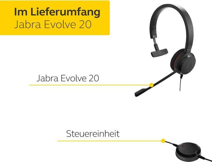 Produktbild Jabra Evolve 20 UC (Kabelgebunden, USB-A, Avaya, Cisco)