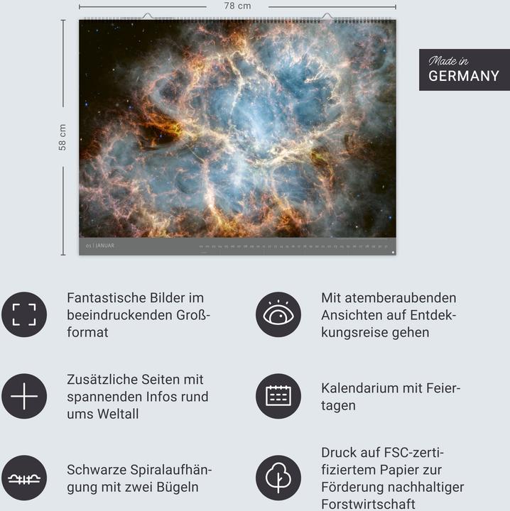 Actual product image Kosmos - Edition Alexander von Humboldt Kalender 2026 (78 x 58 cm, German)