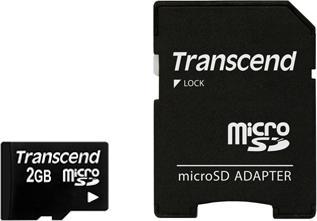 Image du produit Transcend Carte avec adaptateur SD (2 Go, microSD)