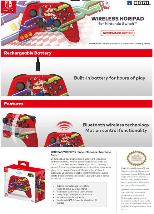 Produktbild HORI Wireless Horipad - Mario Edition (Switch)