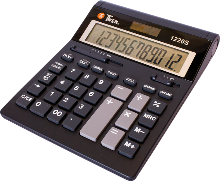 Image du produit Twen Calculatrice de bureau 1220 S Dimensions : 162 x 212 x 42 mm (L x H x P) Type d'énergie auxiliaire (Piles)