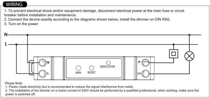 Actual product image HiluX Zigbee DIN rail dimmer - 250w