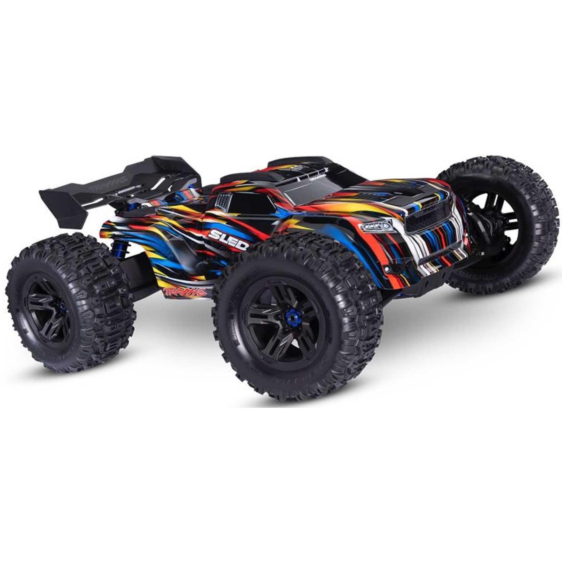 Traxxas M.TRUCK SLEDGE BELTED 1:8 4WD EP RTR BLUE OHNE LadegerÃ¤t und OHNE Akku (RTR pronto all'uso)