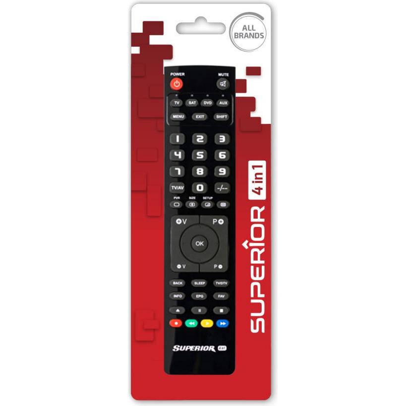 Thumbnail - Superior Slim4in1 Universal Fjernbetjening Til 4 Apparater (Universal Fernbedienung), Fernbedienung, Schwarz