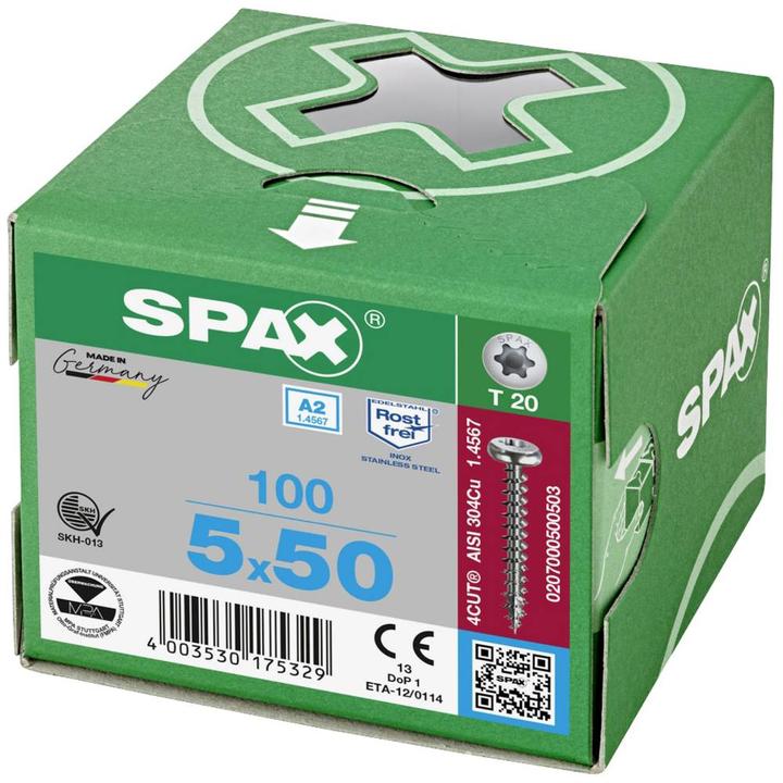 Produktbild Spax A2 Halbrundkopf T-Star Plus T20 Vollgewinde (100 Schrauben pro Stück)