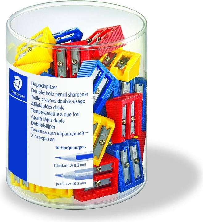 Actual product image Staedtler Double sharpener, made of plastic, box of 50 for normal pencils up to 8.2 mm diameter and thick