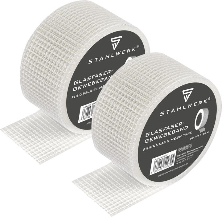 Produktbild Stahlwerk Glasfaser-Gewebeband 2er Set 20 m x 50 mm, selbstklebend (50 mm)