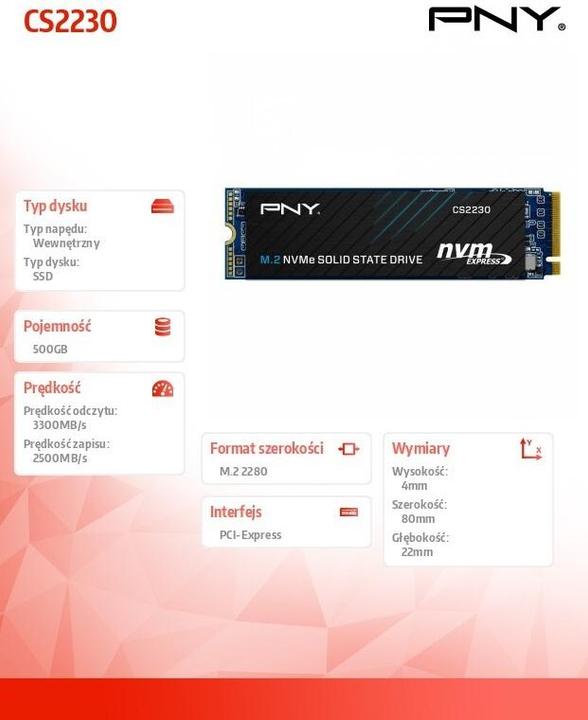 Actual product image PNY CS2230 (500 GB, M.2 2280)
