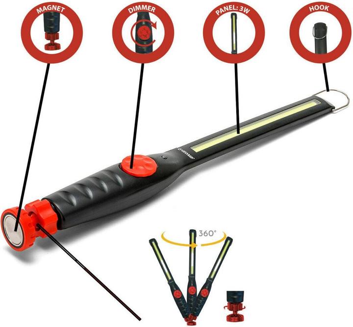Actual product image Velamp Extra slim rechargeable 3 W COB LED work light (150 lm)