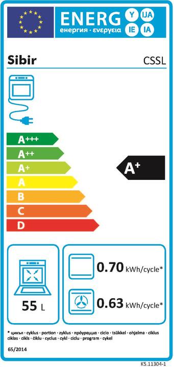 Energy Label Sibir Tritherm-Steam SL 23011