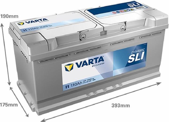Immagine prodotto Varta Accumulatore 12V 110Ah/920A (P+ standard) 393x175x190 B13 (rozruchowy) (12 V, 110 Ah, 920 A)