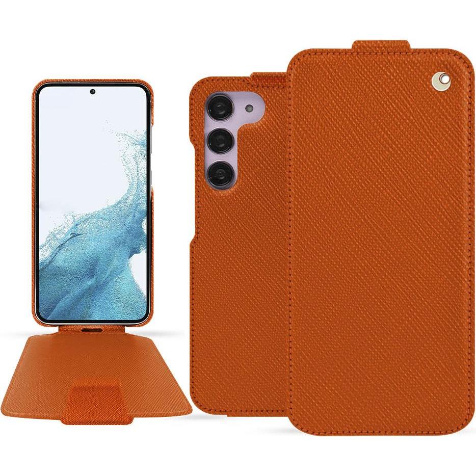 Noreve Lederschutzhülle vertikal (Samsung Galaxy S23), Smartphone Hülle, Orange