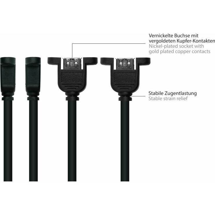 Thumbnail - Good Connections Kabelmeister USB 2.0 an USB-A Buchse CU 0,5m schwarz (0.50 m, USB 2.0), USB Kabel