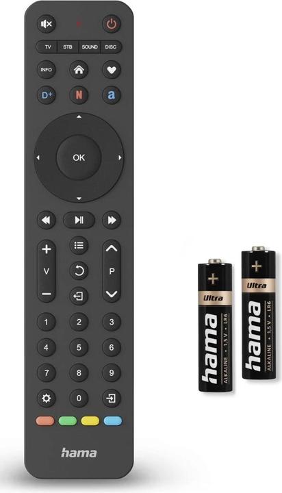 Produktbild Hama Universal-Fernbedienung TV, Infrarot, für 4 Geräte, lernfähig, App-Tasten (Universal Fernbedienung, Infrarot)